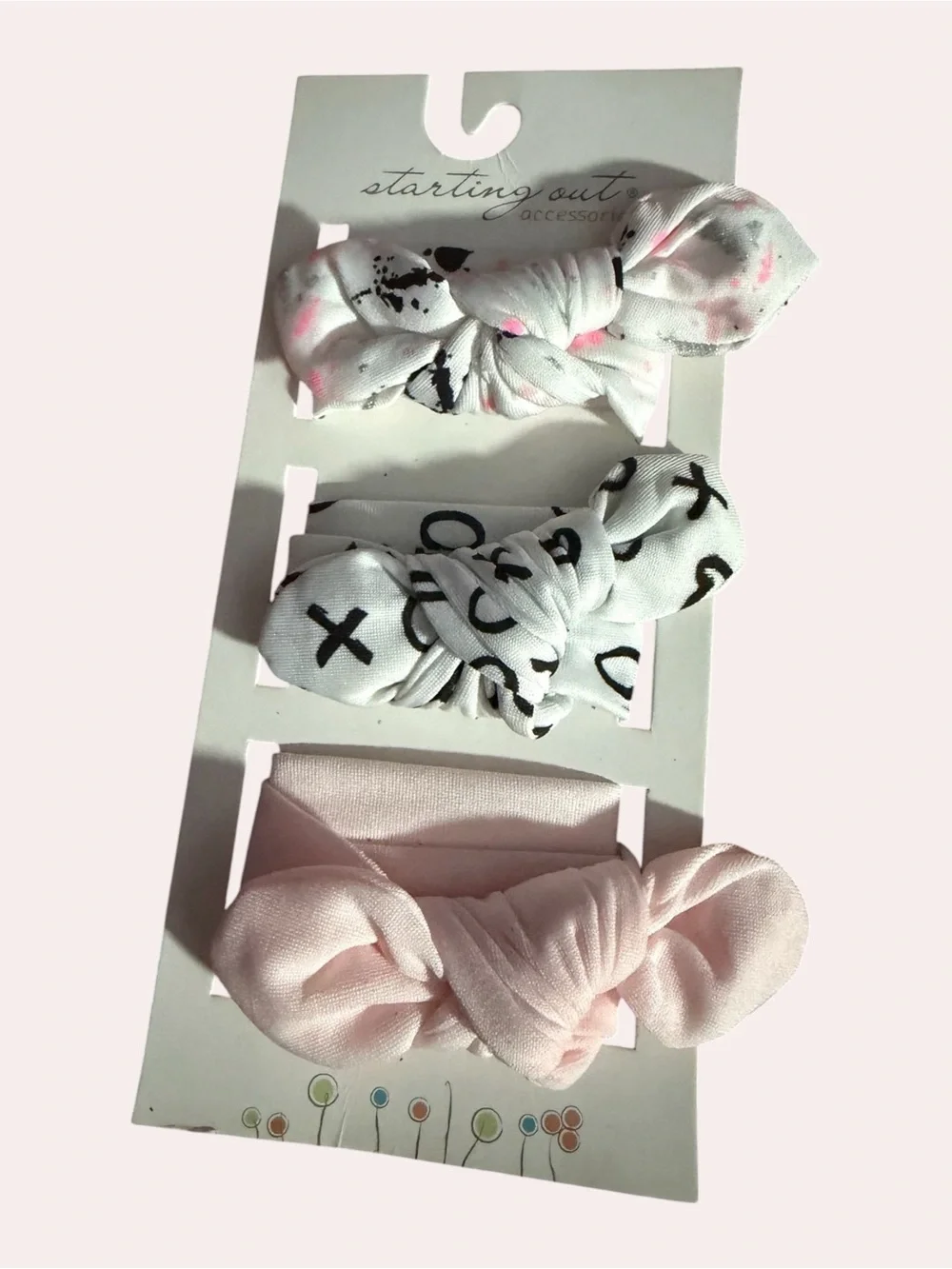 Starting Out White and Pink Bow Hair Clip Trio